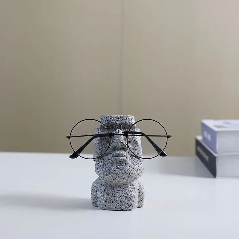 Mini Moai Stone Statue Creative Glasses Holder