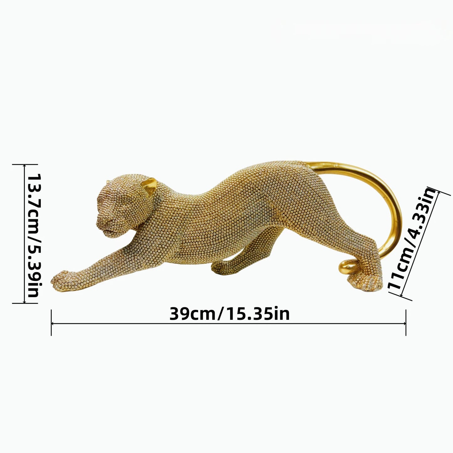 Luxury Crouching Leopard Beaded Design Statue