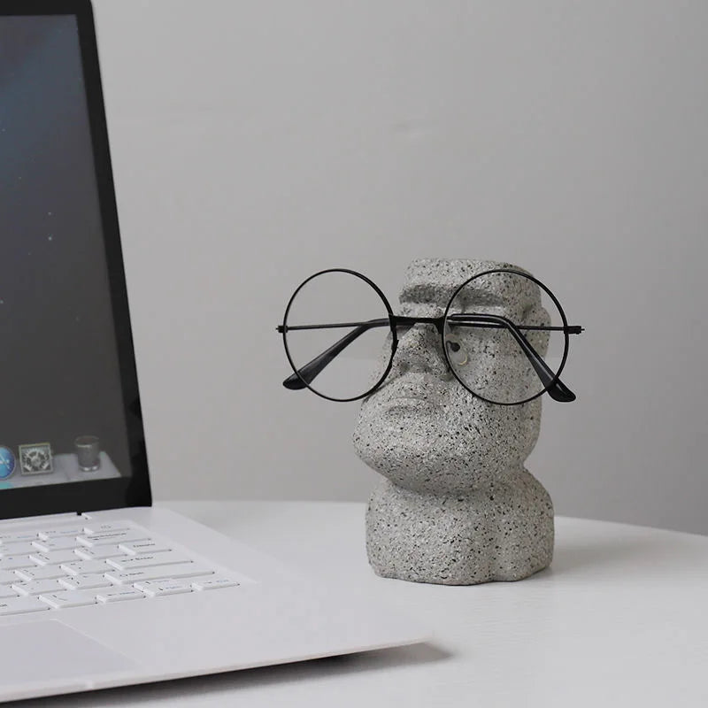 Mini Moai Stone Statue Creative Glasses Holder