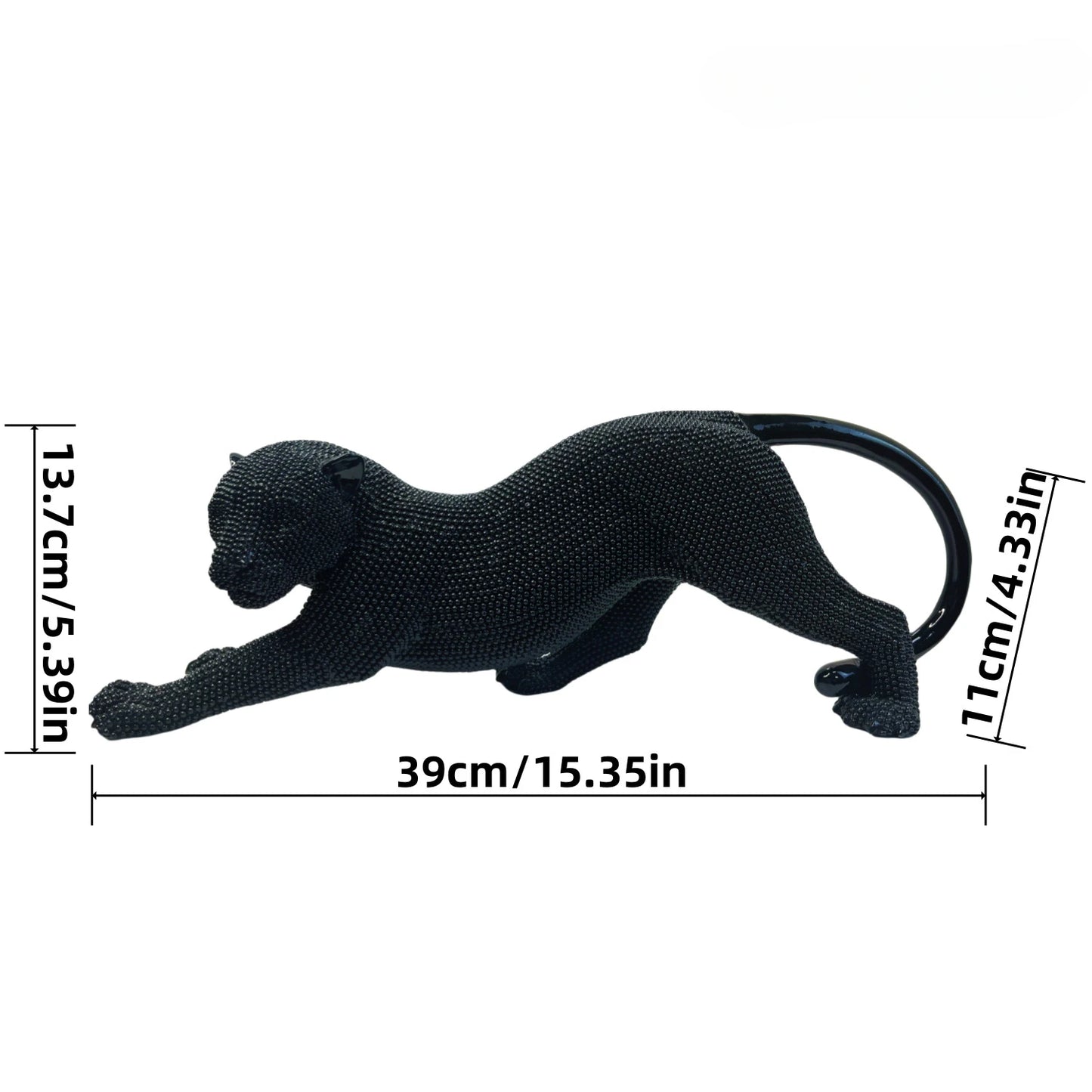 Luxury Crouching Leopard Beaded Design Statue