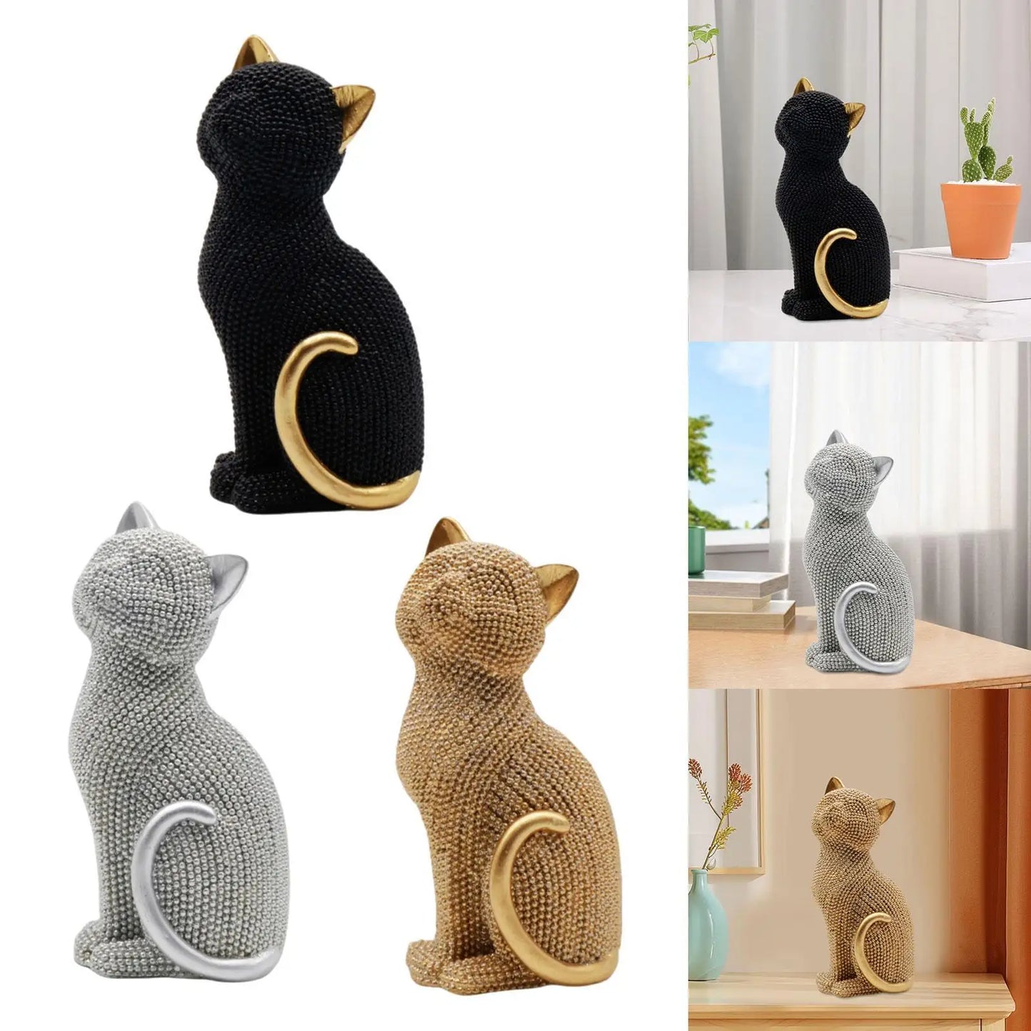 Beaded Design Sitting Cat Statue