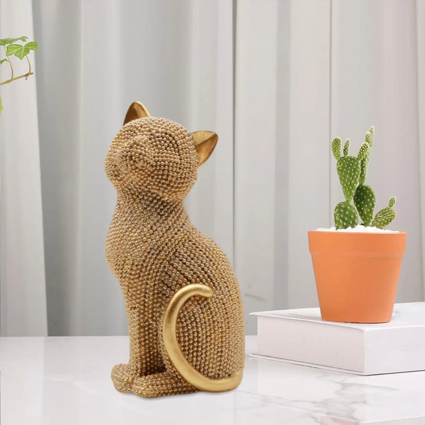 Beaded Design Sitting Cat Statue