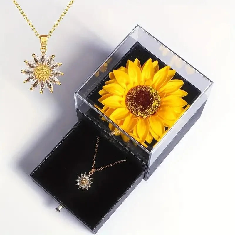 Sunshine Bloom Sunflower Necklace Gift Box