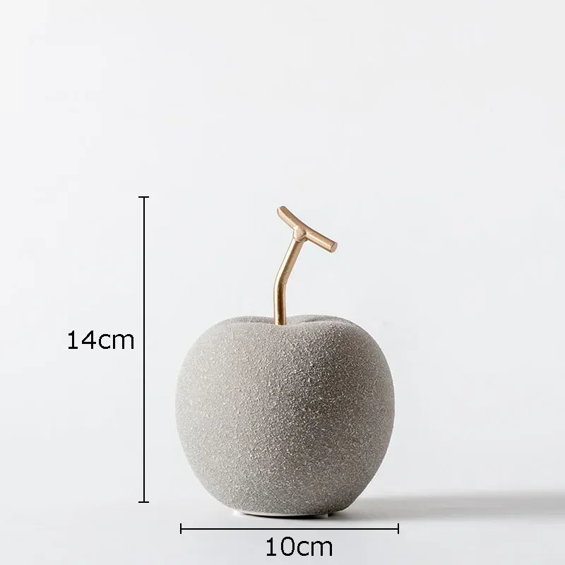 Frosted Ceramic Apple with Gold Plated Stem