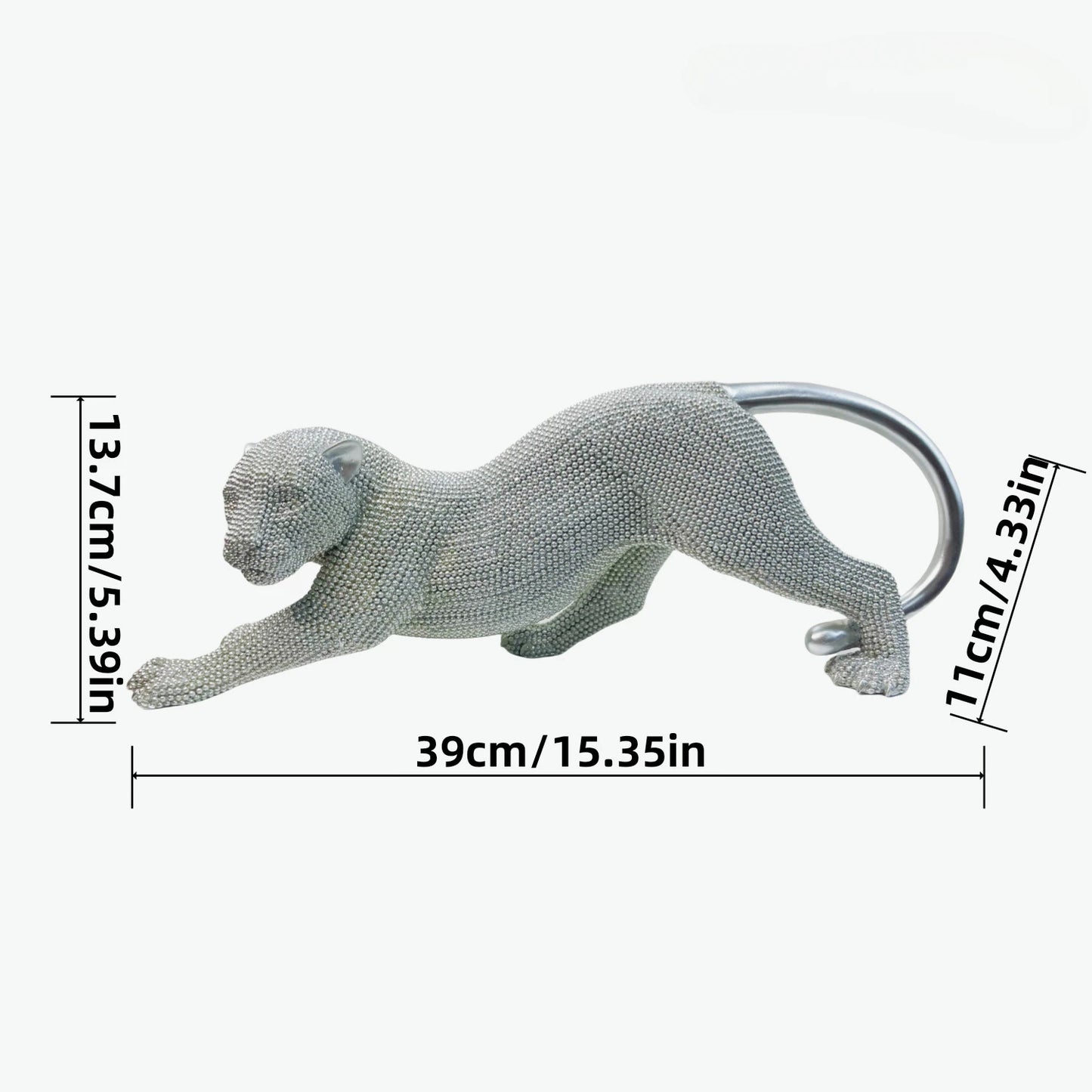 Luxury Crouching Leopard Beaded Design Statue