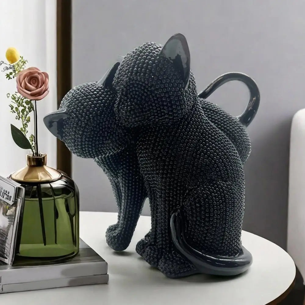 Romantic Loving Couple Cat Statue