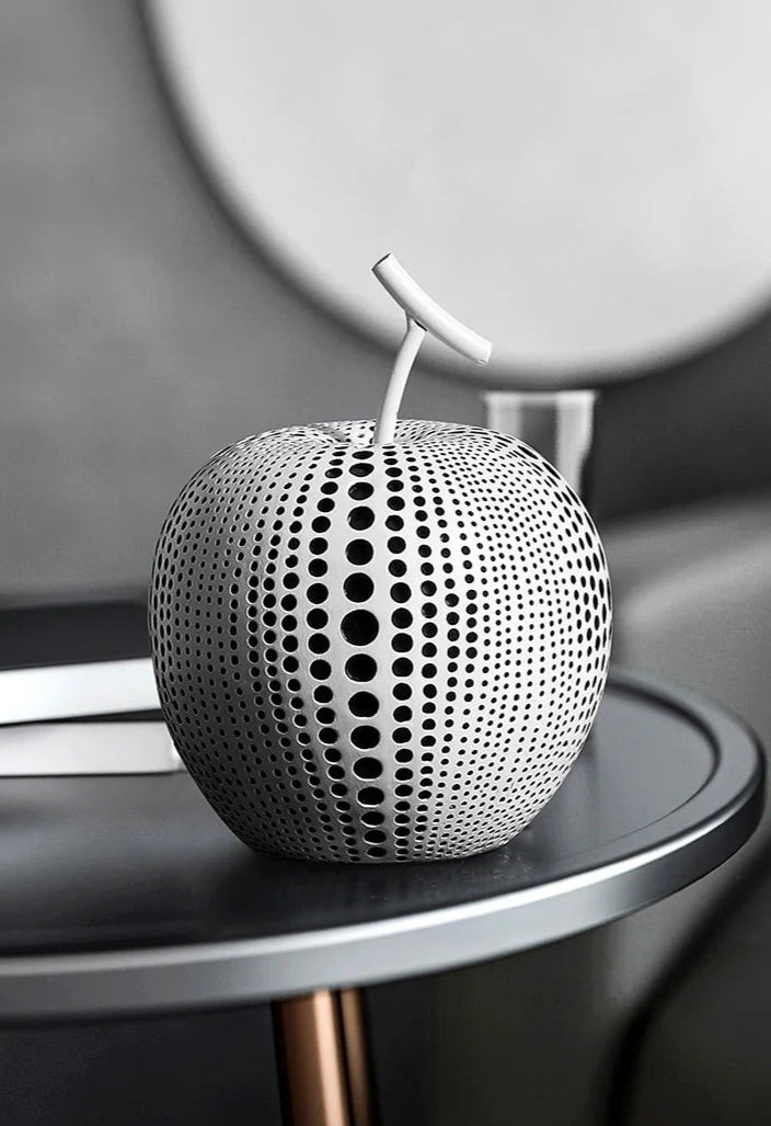Polka Dot Black and White Apple Sculpture