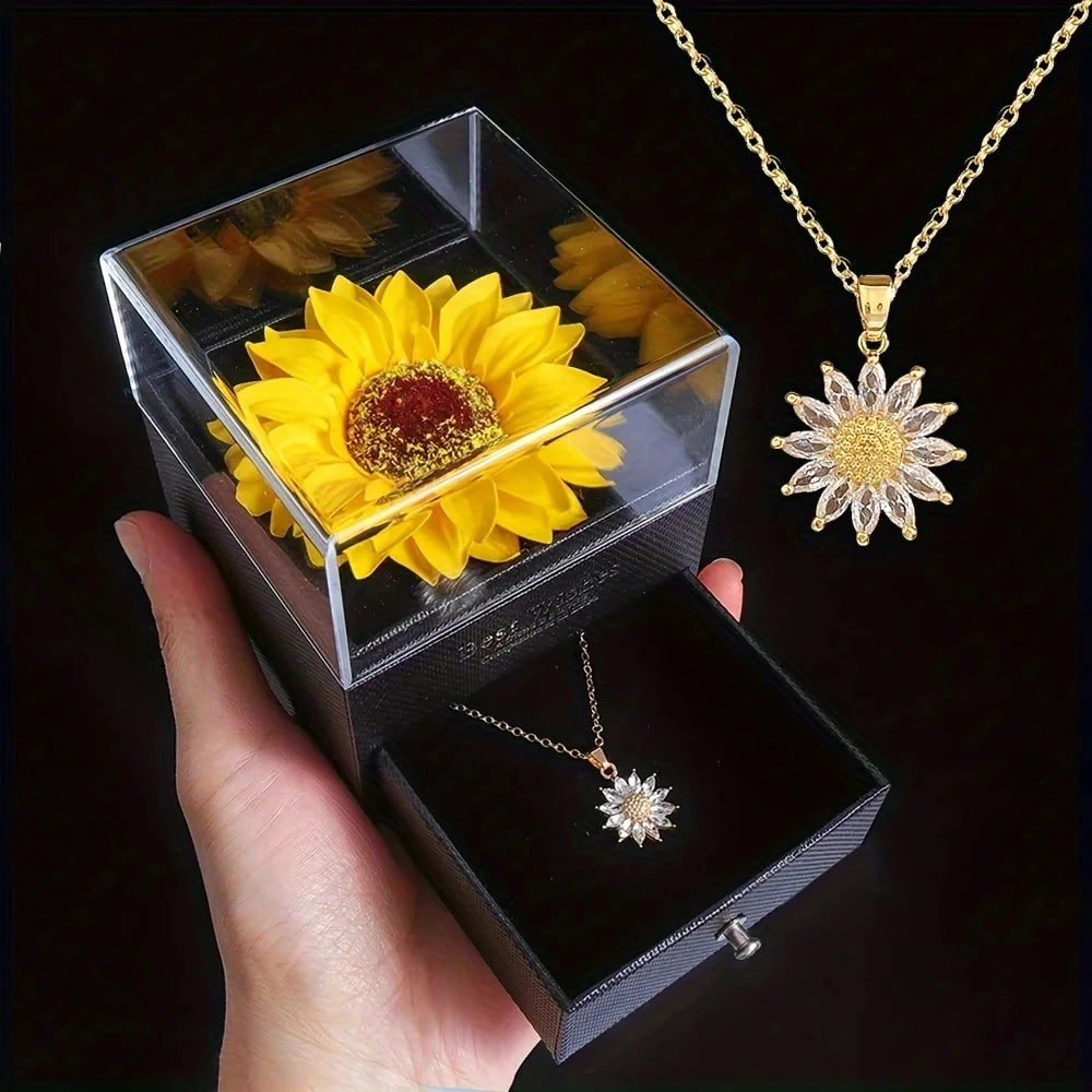 Sunshine Bloom Sunflower Necklace Gift Box
