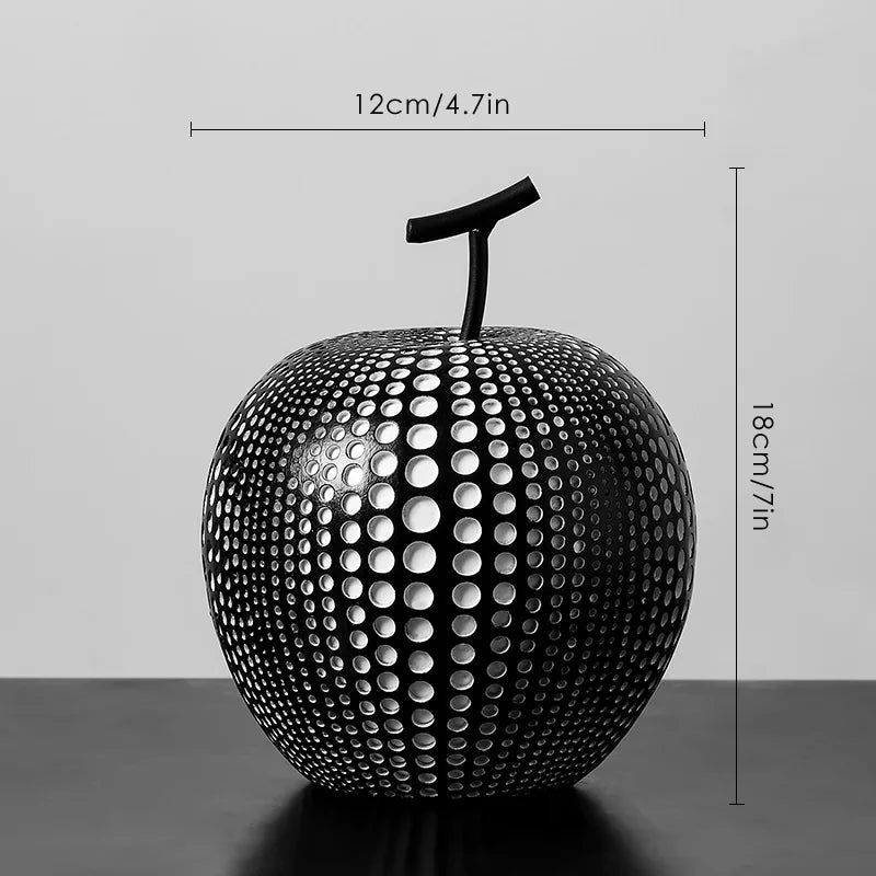 Polka Dot Black and White Apple Sculpture