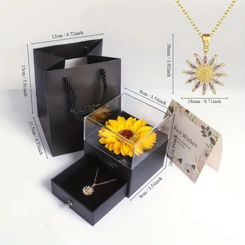 Sunshine Bloom Sunflower Necklace Gift Box