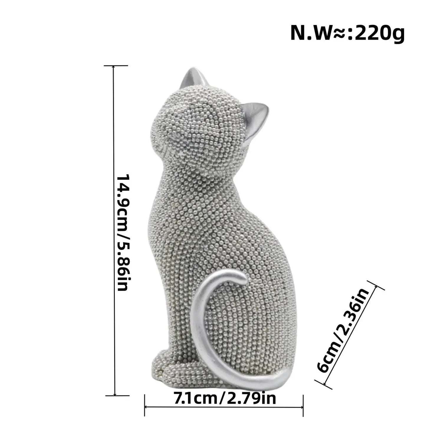 Beaded Design Sitting Cat Statue