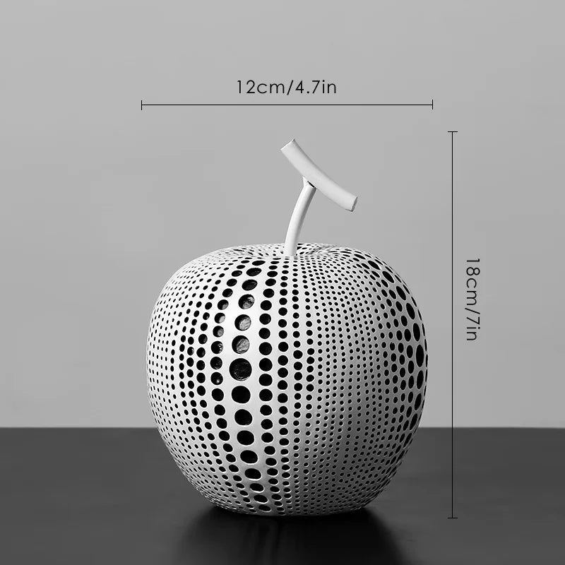 Polka Dot Black and White Apple Sculpture