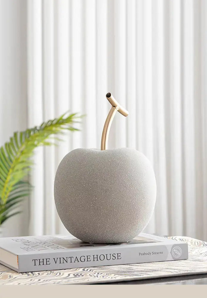 Frosted Ceramic Apple with Gold Plated Stem