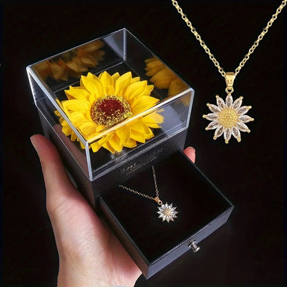 Sunshine Bloom Sunflower Necklace Gift Box